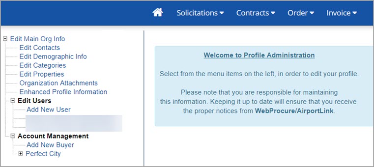 Profile Administration - Manage My Account